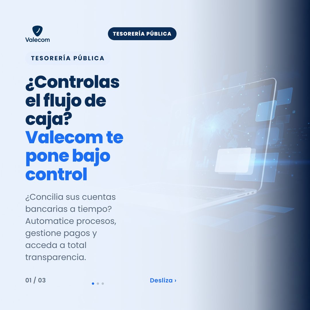 Captura de pantalla de la interfaz de Valecom mostrando gráficos de flujo de caja y conciliación bancaria.