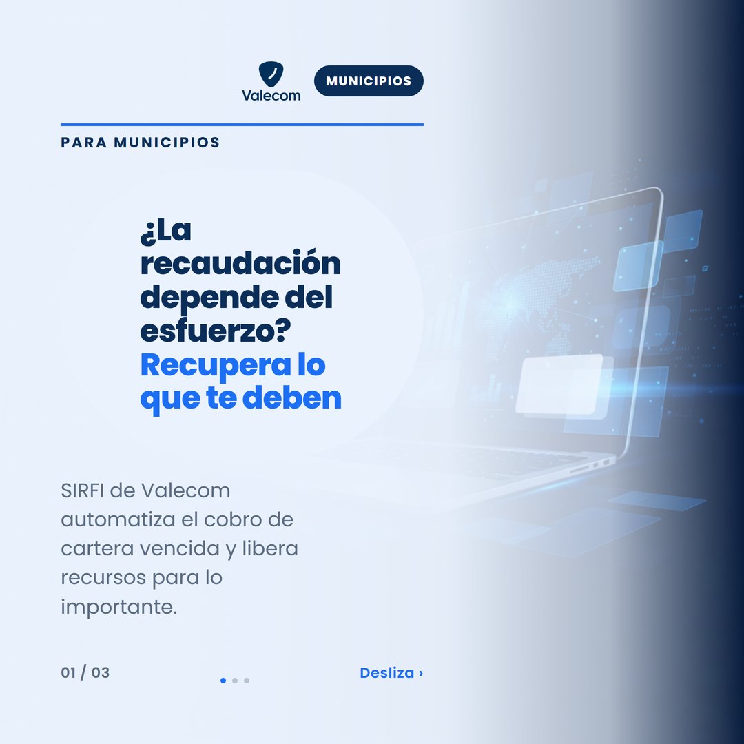 Imagen de un municipio con una gráfica ascendente de recaudación.