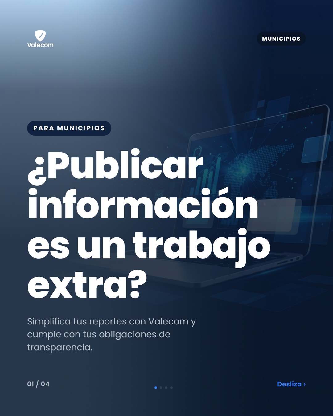 Portada de carrusel con la pregunta sobre la carga de trabajo para publicar información y la solución de Valecom.