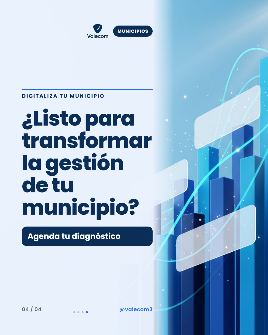 Imagen de una oficina municipal moderna y organizada con pantallas digitales y personal trabajando en equipo. Un ambiente de eficiencia y productividad.