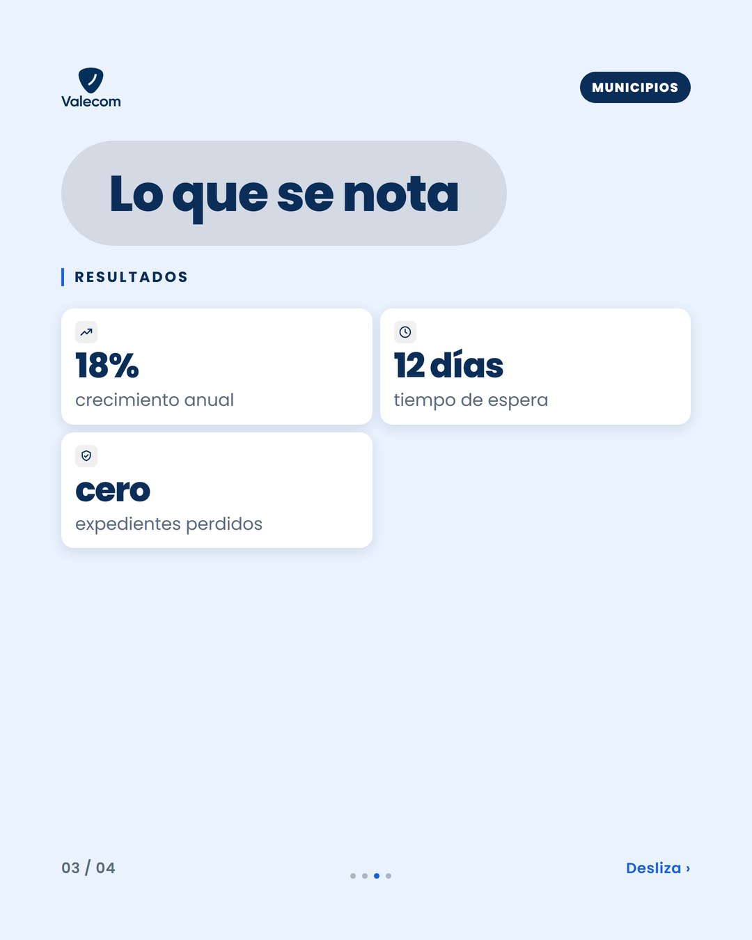 Imagen de un gráfico ascendente mostrando el crecimiento de un municipio, con indicadores de eficiencia en trámites.